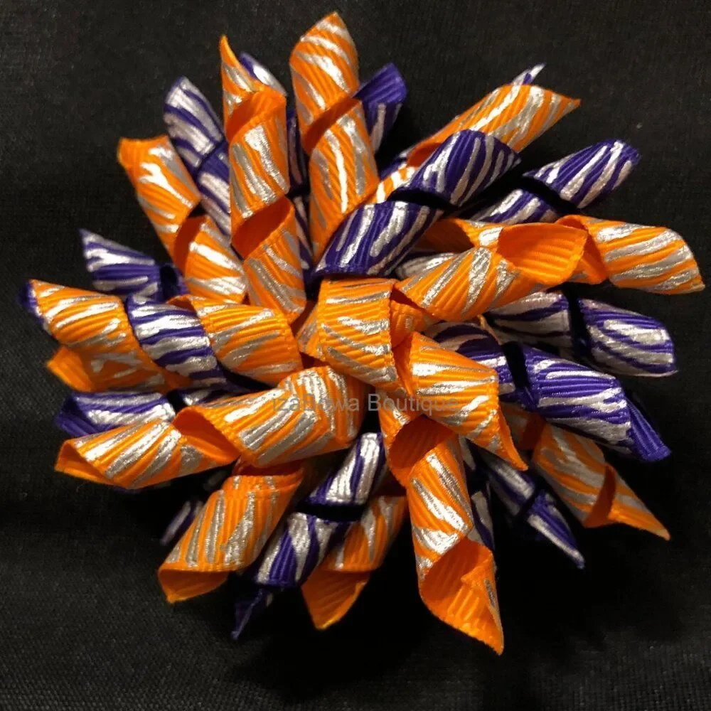 Purple & Orange Zebra Korker Bow   4b2106  Handmade NWT Boutique